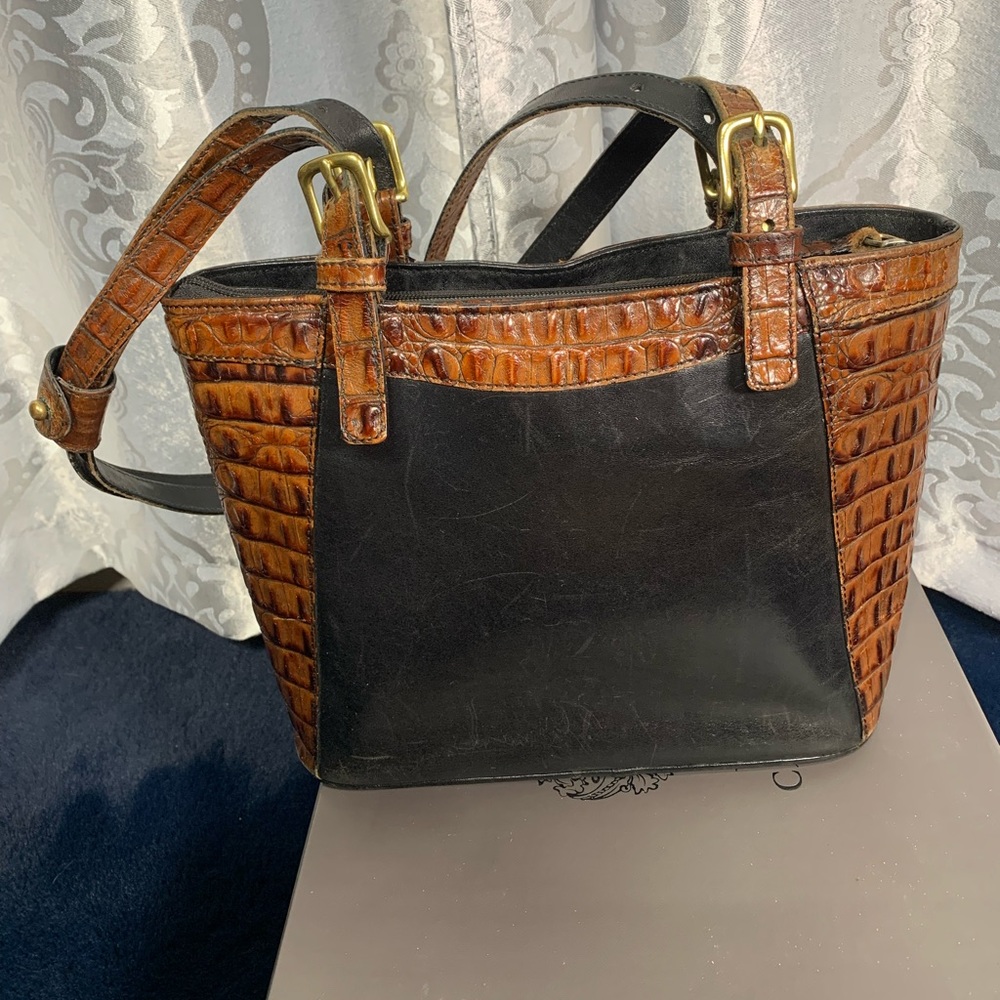 Brahmin handbag brown and black bag good used condition see pics for condition